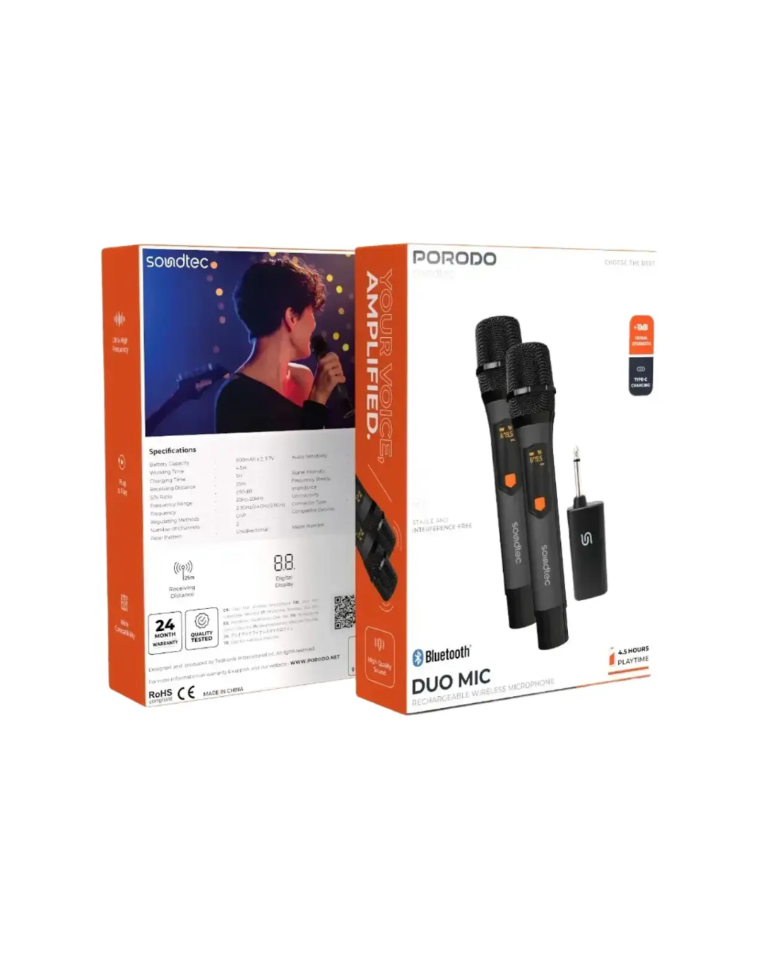 Porodo Soundtec Duo Mic Aluminum Rechargeable Wireless Mic