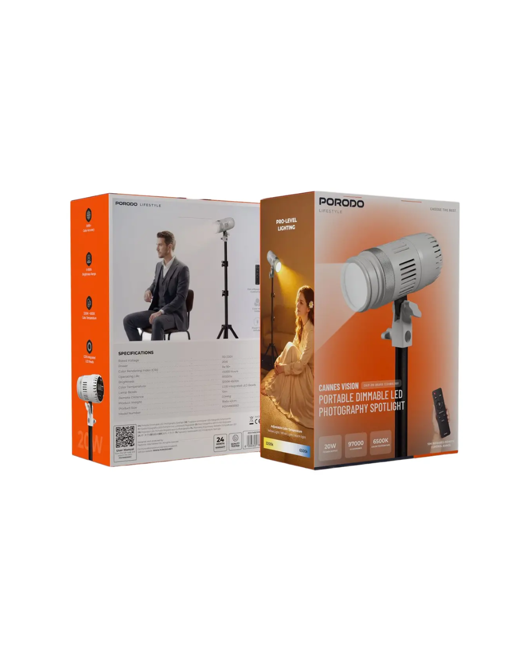 Porodo Lifestyle Cannes Vision Portable Dimmable LED Photography Spotlight