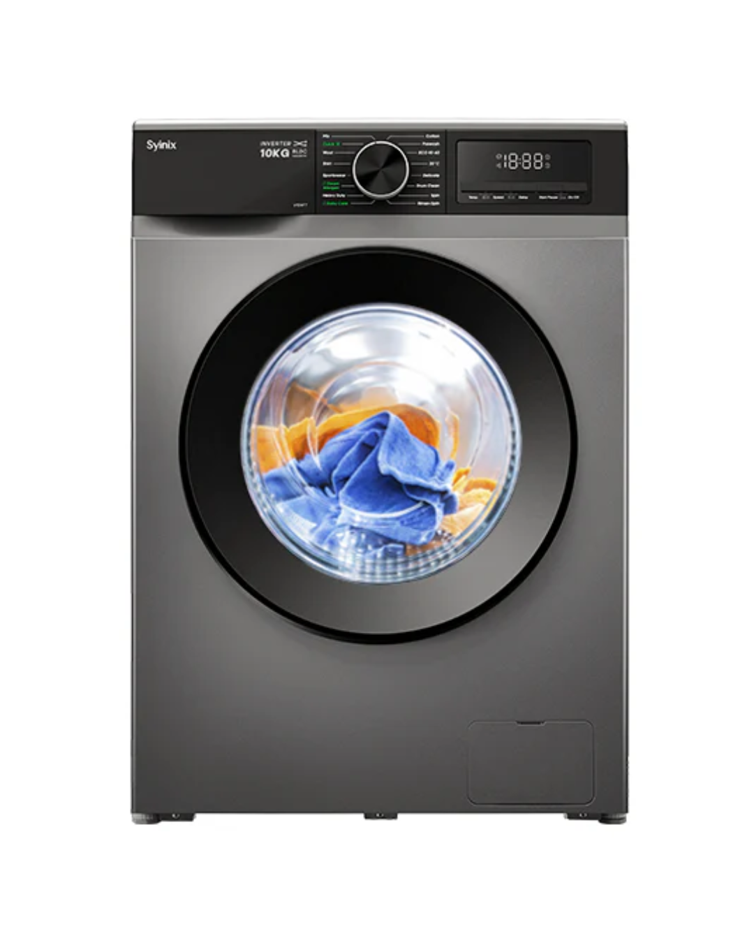 Syinix Washing Machine Front Loading Baby Care Steam Wash Grey 8KG V8WFT