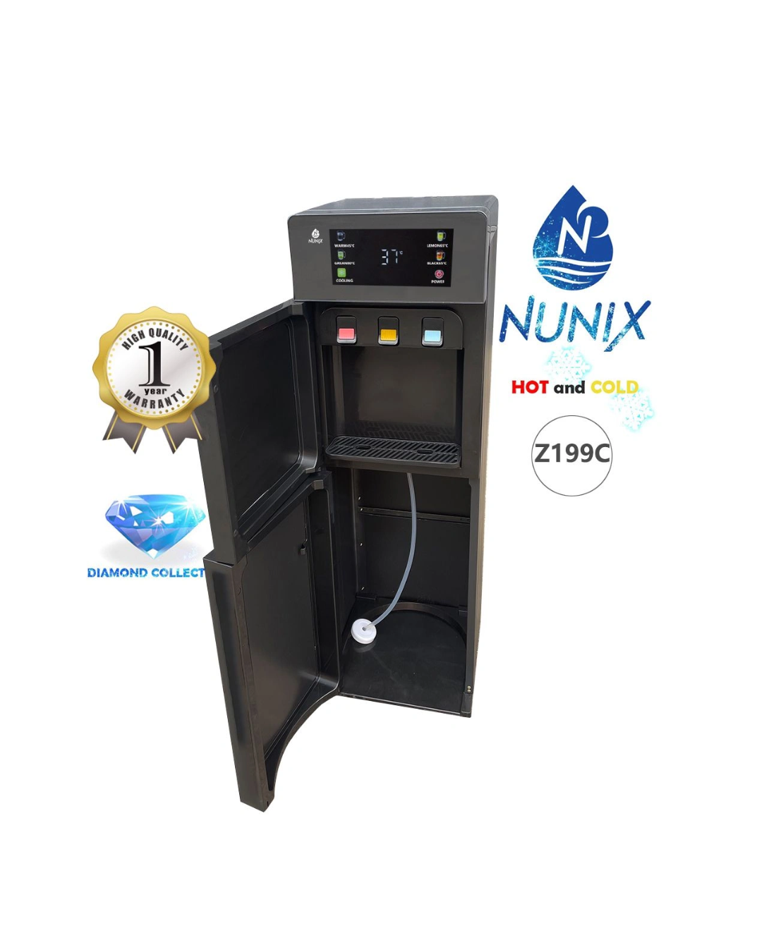 Nunix Z199C Bottom Load Water Dispenser - Hot, Normal And Cold Water, Touch Screen