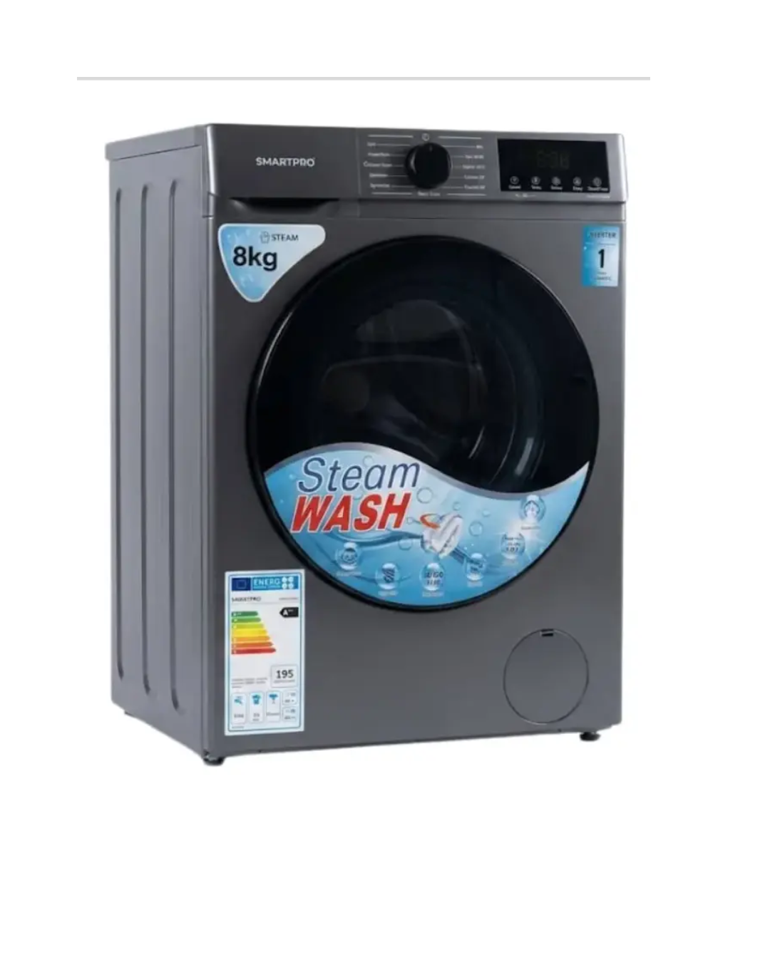 SMARTPRO SWM-08FL 8kg Front Load Washing Machine with Steam Wash & Inverter Motor