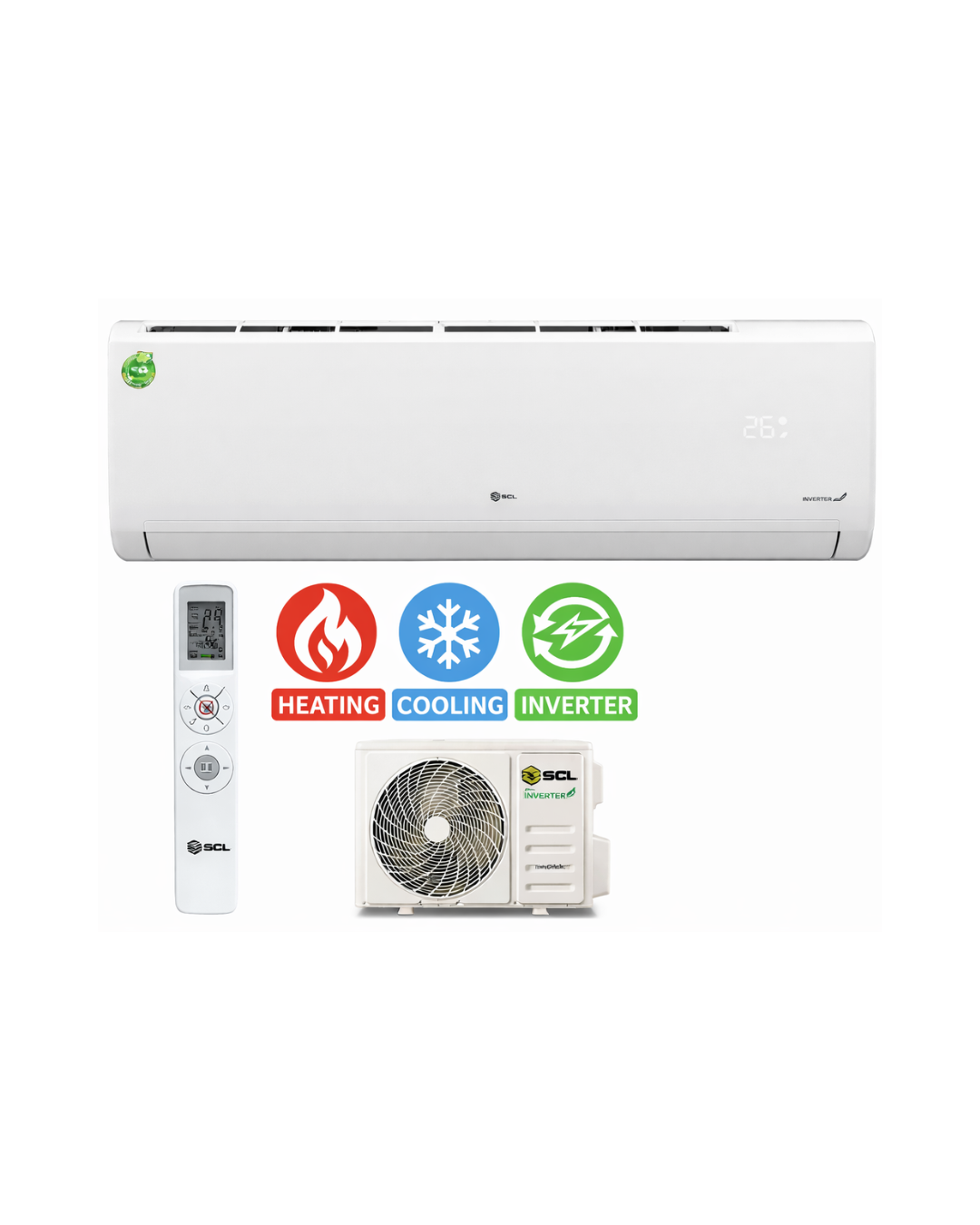 SCL-AC121N02CH 12000BTU Inverter R32 Gas Heat Pump Split Type Air Conditioner