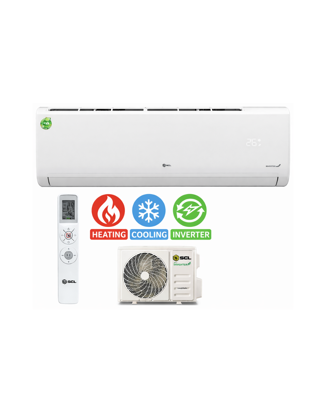 SCL-AC241N02CH 24000BTU Inverter R32 Gas Heat Pump Split Type Air Conditioner