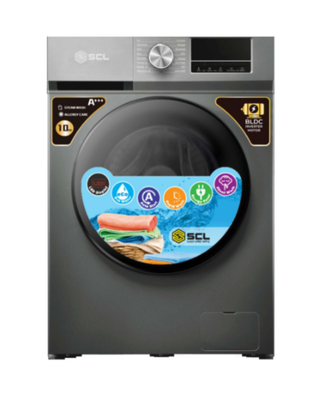 SCL-WF1014TlSG 10Kg 1400RpM BLDC Inverter Front Load Washing Machine