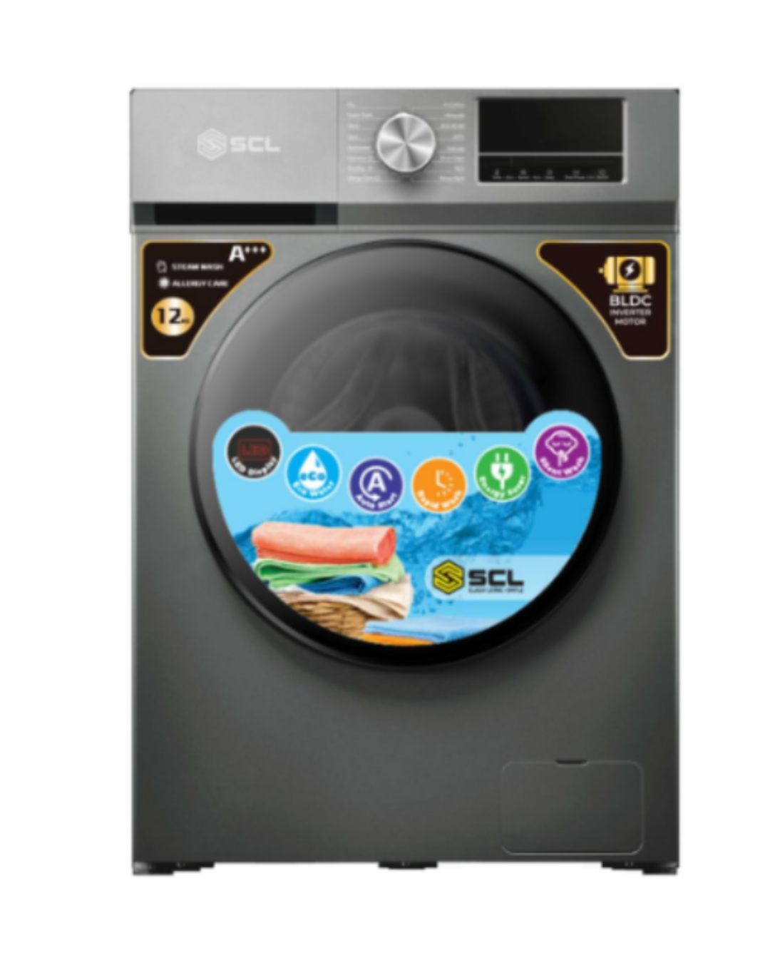 SCL-WF1214TlSG 12Kg 1400RpM BLDC Inverter Front Load Washing Machine