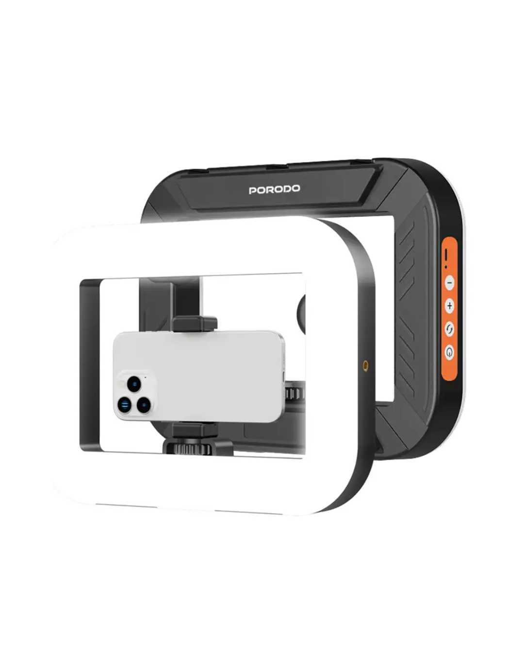 Porodo Lifestyle Handheld Ring Grip Camera & phone vlogging light with Desktop support & Phone clamp